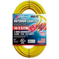 USW 14/3 100ft SJTW Yellow Lighted Extension Cord