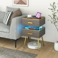 thumbnail image 4 of Costway 1 Table de Chevet avec Station de Charge Tables d'Appoint avec 2 Tiroirs Gris, 4 of 10