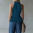 thumbnail image 5 of Noric Women's Halter Neck Ruffle Top V Neck Sleeveless Button Down Front Tiered Tank Top Summer Casual Blouse Trendy 2026, 5 of 7