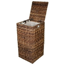 Seagrass Laundry Hamper with Removable Bag - Handwoven Abaca Basket for Clothes - Bedroom & Bathroom Storage