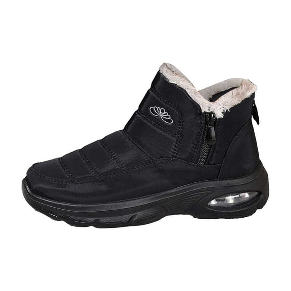 Gyexs Snow Boots for Women Winter Thermal Insulated Shoes Cozy Lined on Comfortable Ankle Booties for Cold Weather Outdoor Footwear, Black, Size 6.5