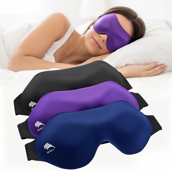 FACEMOON 3‑Pack Sleep Mask, Blackout, 3D Contoured, Memory Foam, Lash‑Friendly