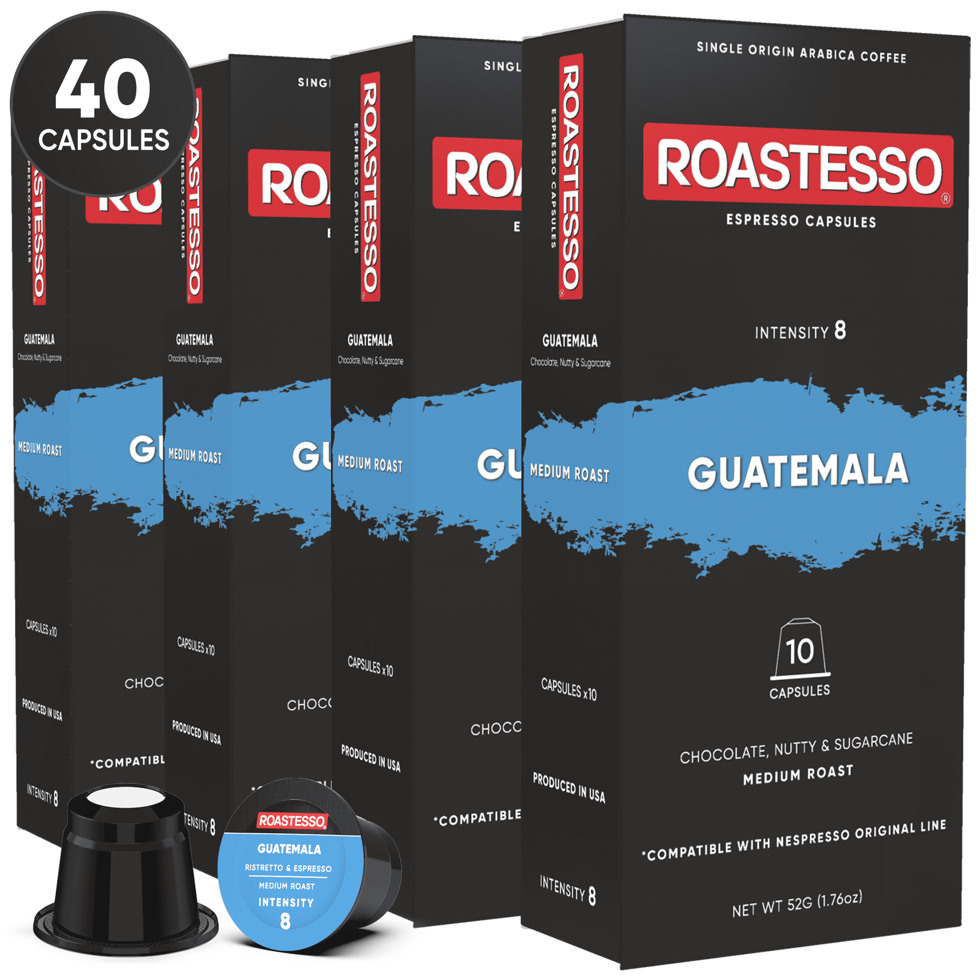 Putte Punktlighed surfing Roastesso Coffee Guatemala Nespresso Pods Compatible OriginalLine Espresso  Capsules, Intensity 8 (40 Count) - Walmart.com