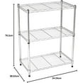 thumbnail image 5 of 3-Shelf Adjustable Heavy Duty Steel Wire Rack Storage Shelving Organizer for Kitchen, Garage, 23.2" L x 13.4" W x 30" H, Chrome, 5 of 6