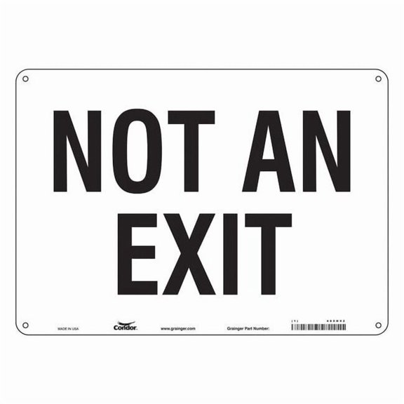 Condor Exit Sign, Plastic, 14" W, 10" H, Not An Exit, White 480H92
