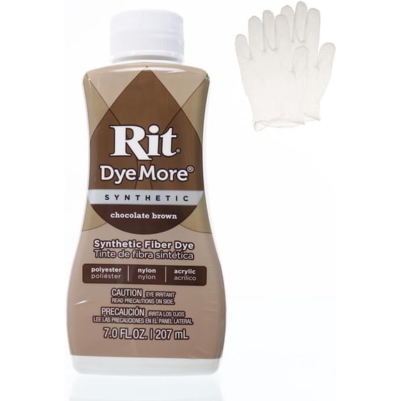 Rit DyeMore 7 Oz. Synthetic Liquid Fiber Dye Single Pack with Plastic Gloves for Clothing, Décor, and Crafts – Chocolate Brown