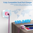 thumbnail image 4 of Charging Block, Dual Port USB Wall Charger with 2pcs Micro USB Cable 6FT, Android Charger Block Power Station USB Brick Cube with USB Micro Cable Compatible for Samsung Android, Pink, 4 of 7