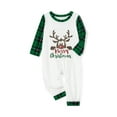 thumbnail image 4 of Christmas Family Pajamas Matching Set, Long Sleeve Elk Letters T-shirt with Plaid Pants Sleepwear Loungewear, 4 of 10