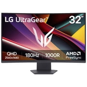 LG 32" UltraGear QHD 1440p AMD FreeSync Curved Gaming Monitor, 180Hz, 1ms, Black, 32G60WA-B