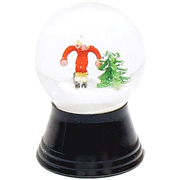 Alexander Taron 2.5" Black and Red Perzy Snow Globe Small Skier Decoration