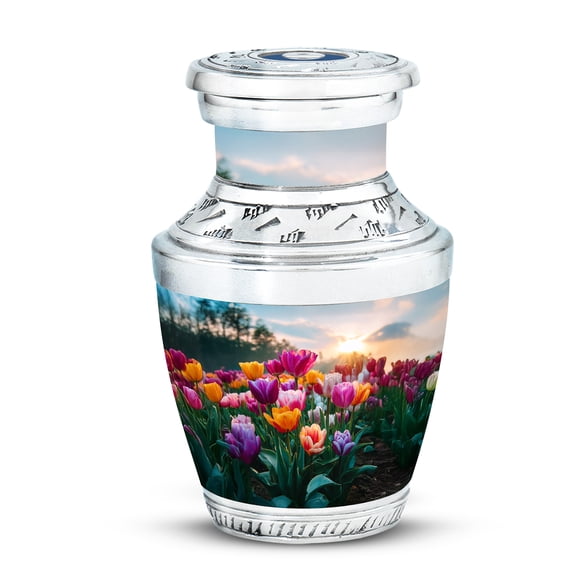 Yatskia Garden Tulip Sunset Urn for Ashes for Women, Little Funeral Keepsake Urns for Human Ash, Small Urns for Adult Ash, (Tasty Pack of 1, 3 Inch)
