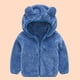 thumbnail image 1 of Herrnalise - Chaqueta con capucha de forro polar para niños y niñas, bonita chaqueta con orejas de oso, cálida, para nieve, para otoño e invierno, con cremallera, abrigo para niños, prendas de vestir, 1 of 6