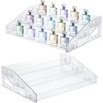 thumbnail image 1 of AIHSUMC 2 Pcs Perfume Organizer Stand, 3 Tier Acrylic Display Risers with Decorative Secure Fences, Tool-free Assembly, Clear Acrylic Shelf Risers for Cologne Cosmetic Dessert Cupcake for Countertop, 1 of 7