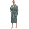 thumbnail image 1 of Bata de Baño NY Threads de Coral Fleece de Lujo para Hombre Gris Talla L-XL, 1 of 6