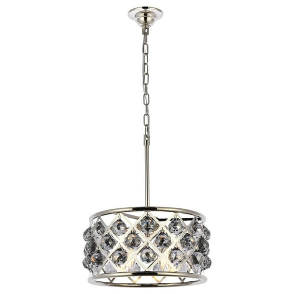 1214 Madison Collection Pendant Lamp D:16in H:9in Lt:4 Polished Nickel Finish Royal Cut Silver Shade (Grey)