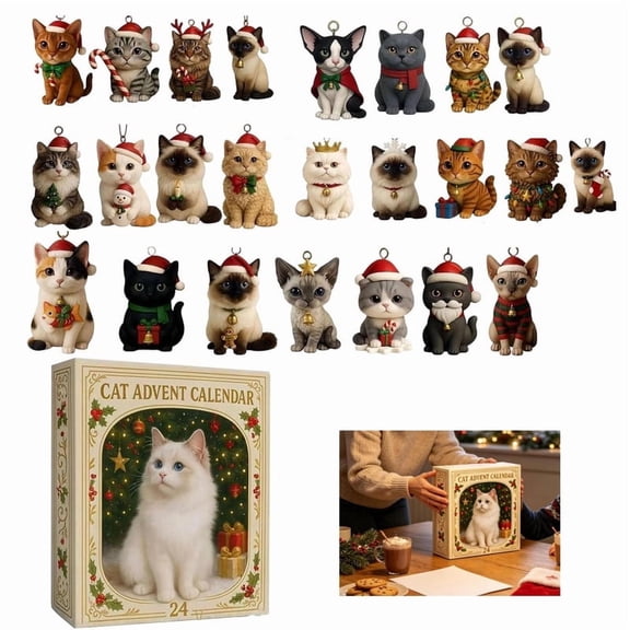 Cat Advent Calendar 2026, Christmas Countdown Calendar, Acrylic Material 24 Advent Boxes, For Cat Lovers Women Men Girls Boys