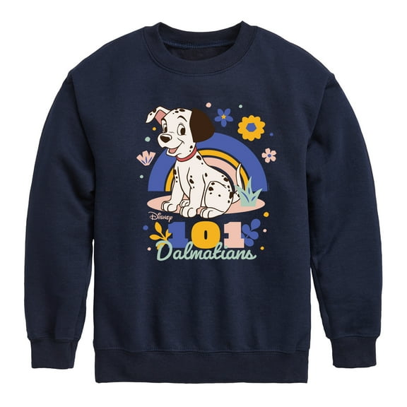 Disney - 101 Dalmatians Animated - Spring Flowers - Youth Crewneck Fleece Sweatshirt