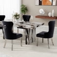 thumbnail image 4 of Roundhill Furniture Cavira 5-Piece Modern Dining Set, Faux Marble Dining Table with Four Chairs, Black, 4 of 16