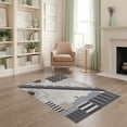 thumbnail image 2 of ODIKA 4'x6' Gray Grey Maritime Modern Geometric Washable Area Rug Contemporary Design With Diagonal Stripes Checkerboard Dots for Dorm Room, Small Living Stain Resistant Low Profile, Easy Care, 2 of 7