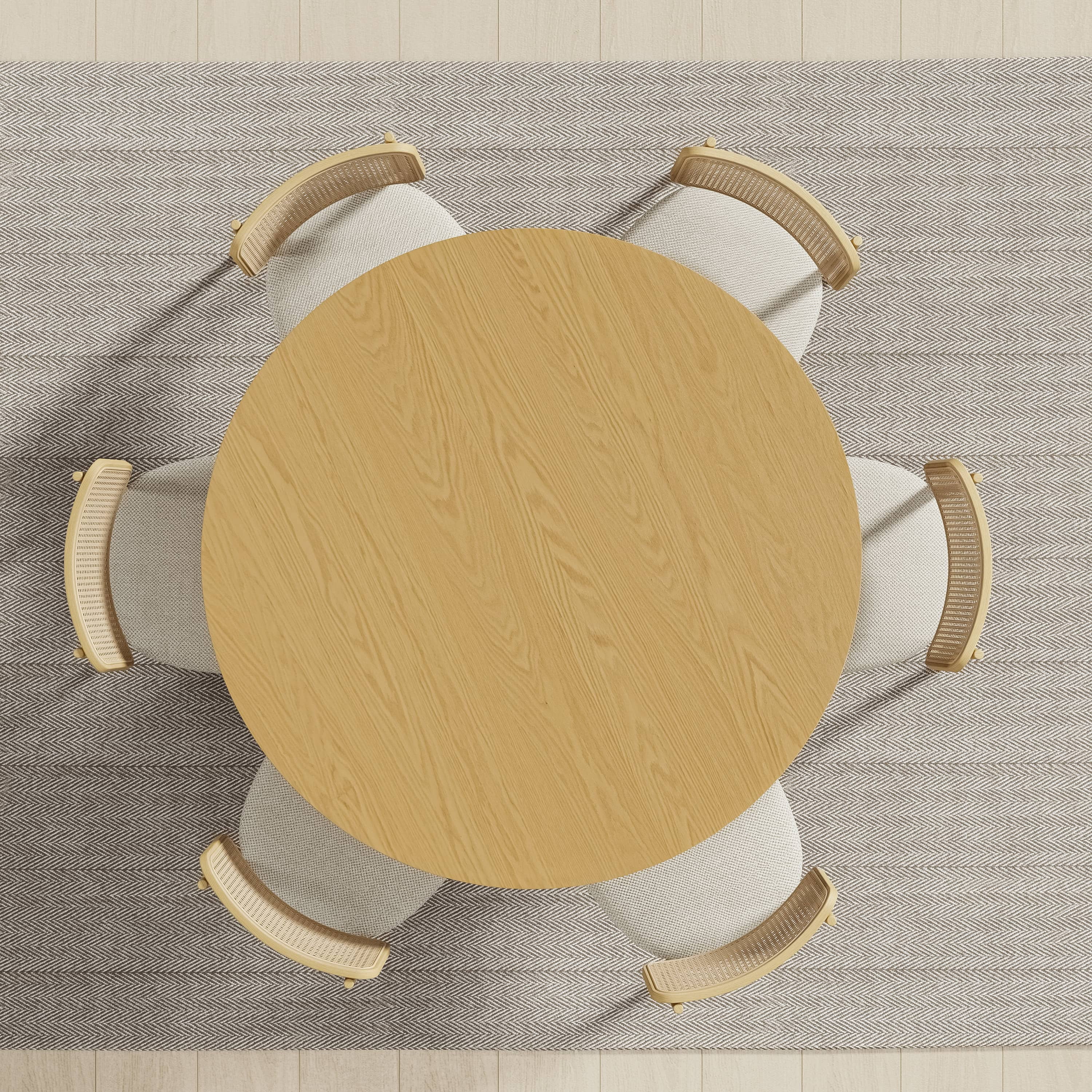 MAYEERTY 52" Mid-Century Wooden Round Dining Table for Dining Room Kitchen, Natural Wood