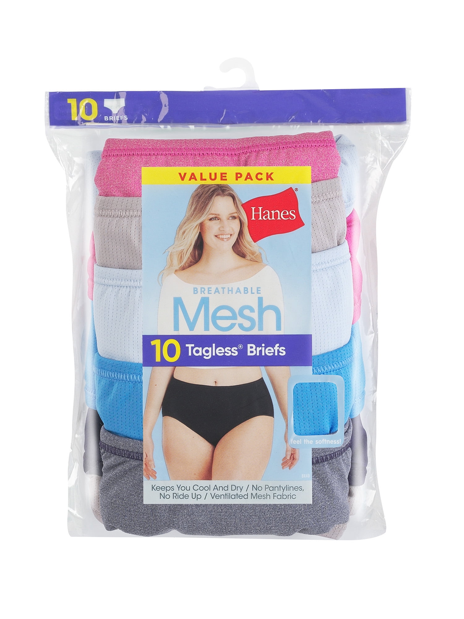 Hanes Women's Breathable Mesh Brief Underwear, 10 Pack