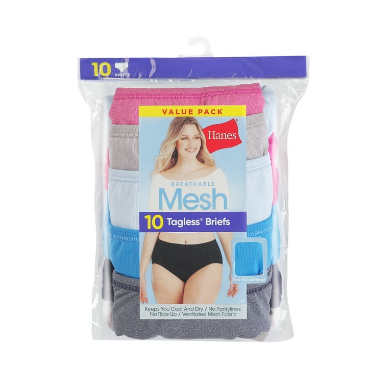 Hanes Breathable Mesh Women's Brief Underwear, 10-Pack Assorted 8 