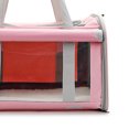 thumbnail image 3 of Transportín para mascotas, transpirable, plegable, cojín suave, bolsa de transporte portátil para gatos, para avión, coche, viaje, rosa con cortina, 3 of 5