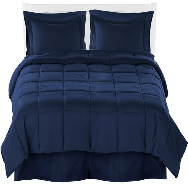 Bare Home Full Comforter Set Sheet Set Bed Skirt Premium Ultra Soft Brushed Microfiber Comforter Set Dark Blue Sheet Set Dark Blue Bed Skirt Dark Blue Walmart Com Walmart Com
