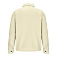 thumbnail image 6 of FAWUUDO Mens Wool Blend Shirt Jacket Button Down Lapel Collar Shacket Fall Winter Fashion Casual Jackets with Chest Pocket Beige, 6 of 7