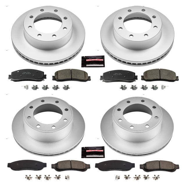 PowerStop Front and Rear Geomet Coated Brake Rotor and Pad Kit Fits: FORD Select Models CRK6547