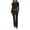 Black, variant on Women Pants Suit, Elegant Long Sleeve Crew Neck T-shirt with Low Waist Flare Pants Office Outfit