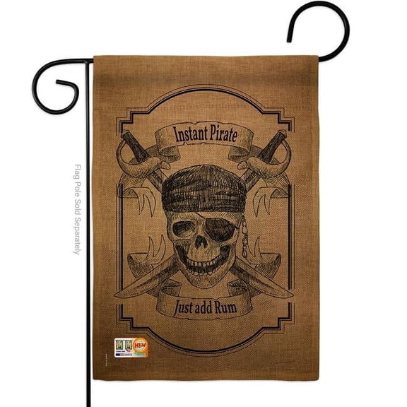 13 x 18.5 in. Instant Pirate Burlap Coastal Impressions Decorative Vertical Double Sided Garden Flag
