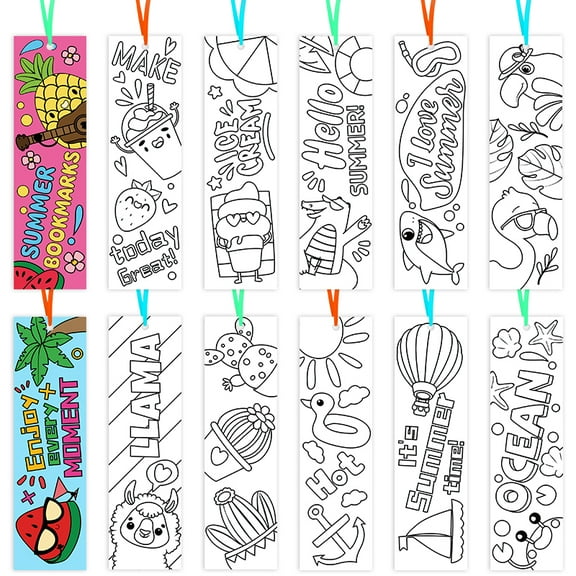 Grobro7 DIY Multicoloured Bookmarks Summer Themed Bookmarks, Black and White