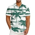 thumbnail image 2 of SGFCWSX Men's Short Sleeve Hawaiian Shirt Button Down, Palm Tree Print Stylish Summer Tropical Casual Outfit Green Size 5XL, 2 of 6