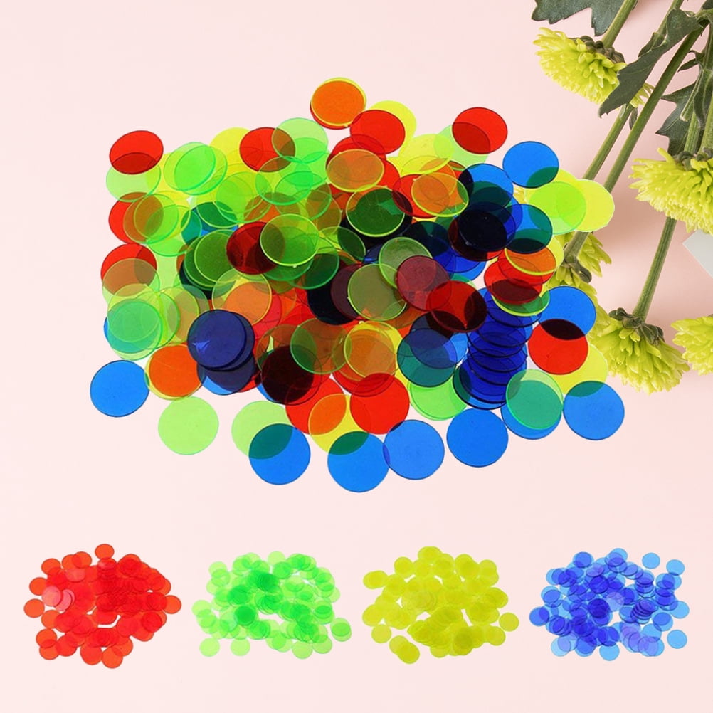 100pcs Colorful Transparent Bingo Game Accessories Counters Counting Bingo Chips Plastic Bingo Supplies Count Bingo Chips Mixed C