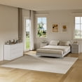 thumbnail image 3 of ASTUVIA 4-Piece Bedroom Set for Adult, Fluted Queen Floating LED Bed Frame with 2 Nightstands and Fluted 6 Drawer Dressers,White, 3 of 10