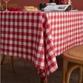 thumbnail image 5 of Red Green Plaid Table Cloth Cotton Christmas Party Rectangle Tablecloth Dining Table Cover for Picnic BBQ Home Decor Mantel Mesa (Christmas red plaid,140x250CM), 5 of 7