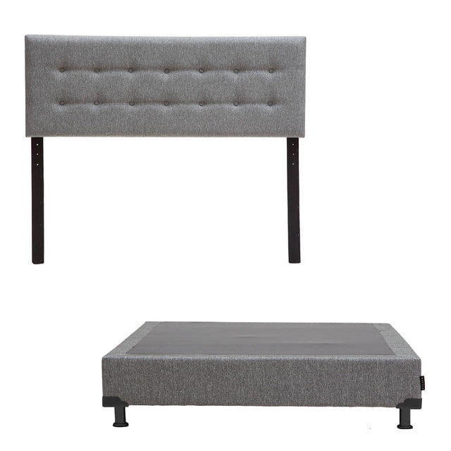 Box Base Cama Matrimonial + Cabecera Bilbao Gris Dicasa Bilbao Plomo