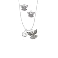 thumbnail image 2 of Delight Jewelry Silvertone Small White Paw Silver tone Guardian Angel Charm Necklace and Stud Earrings, 2 of 4
