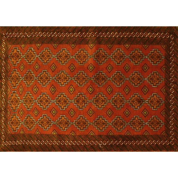 Ahgly Company Machine Washable Indoor Rectangle Southwestern Yellow Country Area Rugs, 5' x 7'