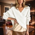 thumbnail image 2 of FRSASU Women's off the Shoulder Sweaters V-Neck Long Sleeve Slim Fit Ribbed Knit Fall Trendy Elegant Crop Tunic Pullover Tops White, 2 of 6