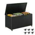 thumbnail image 3 of Uforic 90 Gallon Double-Wall Deck Box,  Lockable Resin Outdoor Storage Box with 6 Wheels, Waterproof Outdoor Container, Black, 3 of 9
