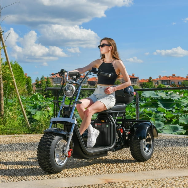Ehoodax 3-Wheel Mobility Scooter with Headlights, Black, 550 Lb