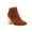 Brown, variant on Fesfesfes Womens Boots Ankle Vintage Fashion Solid Color Frosted Pointed Wood Grain Short Barrel High Heel Knight Short Boots 7(39)