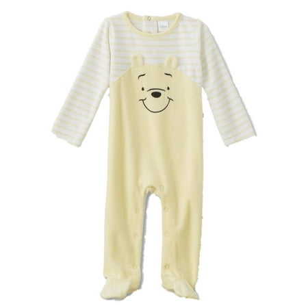 Bears Infant Sleeper - Infant Boys Stripe Yellow Velour Winnie The Pooh Footie Pajamas Bear Sleeper
