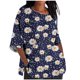thumbnail image 1 of Blusas para las Mujeres Casual Recortado 3/4 Manga Flores Plantas Impreso Suelto Top, Mujer 3/4 Manga Tops Y Blusas, 1 of 4