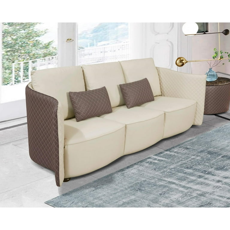 Set EUROPEAN Leather Italian Sofa Lite MAKASSAR 5 & Grey FURNITURE Luxury Taupe