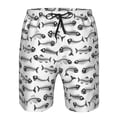thumbnail image 4 of Kdxio Fish Bones Pattern Mens Casual Shorts - Drawstring Summer Beach Sports Shorts for Men, 4 of 9