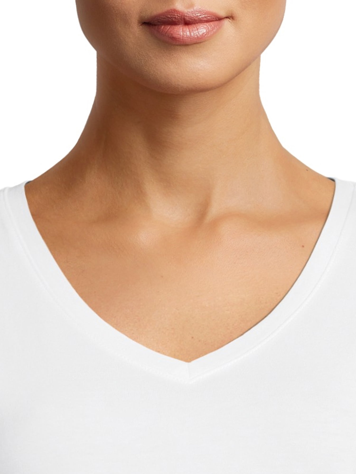 Time and Tru Women's V-Neck T-Shirt with Short Sleeves