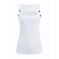 thumbnail image 1 of Débardeur Sans Manches à Encolure Ronde avec Boutons pour Femmes, Couleur Unie, Côtelé, Décontracté, Blanc m, 1 of 7